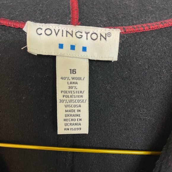 Covington Ladies Red Wool Blend Open Front Blazer with Side Slits Size 16 - Picture 10 of 12